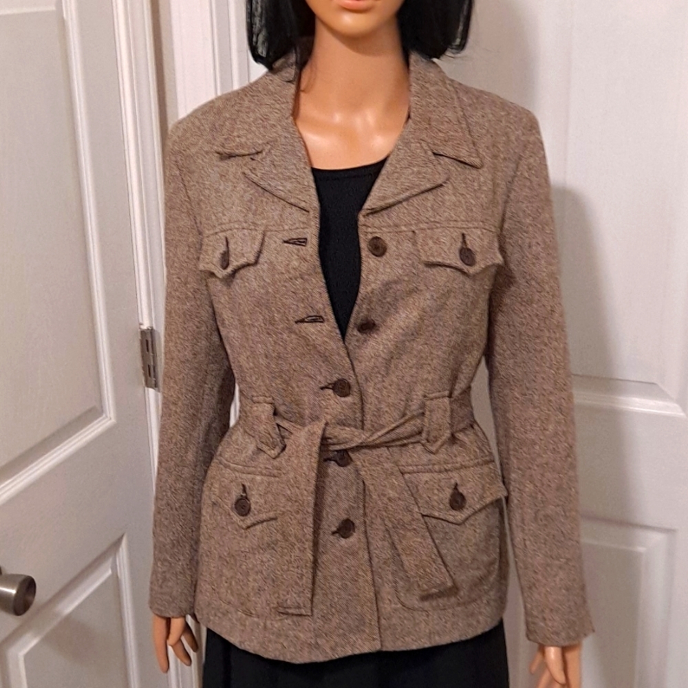 Old Navy Wool Waist Belt Tie Jacket with Button Up Front